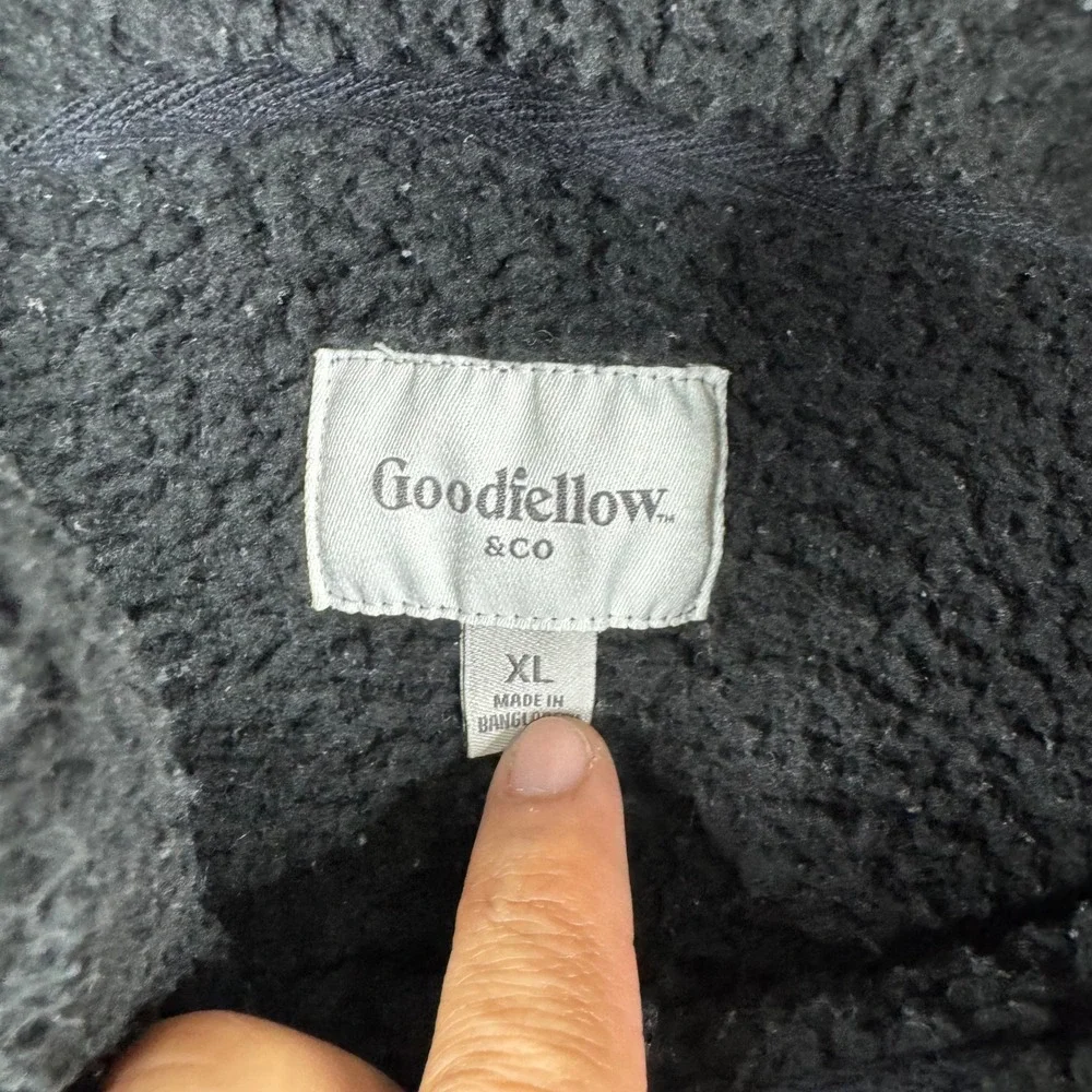 Goodfellow & Co Pullover Mens Size XL Black Sherpa Fleece Quarter Zip Casual